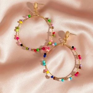 🌈 Boho style Bead Charm Hoop Drop Earrings 🌈